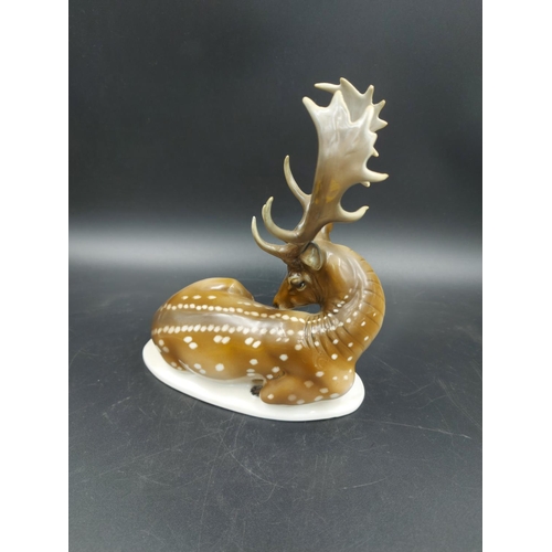 405A - A Rosenthal porcelain stag figurine by T. Karner - approx. 18cm high