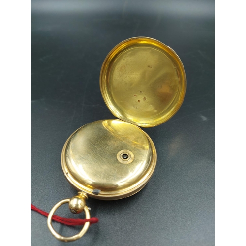 210 - A 19th century hallmarked Chester 18ct gold open face key wind pocket watch with white enamelled fac... 