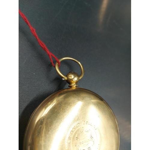 210 - A 19th century hallmarked Chester 18ct gold open face key wind pocket watch with white enamelled fac... 