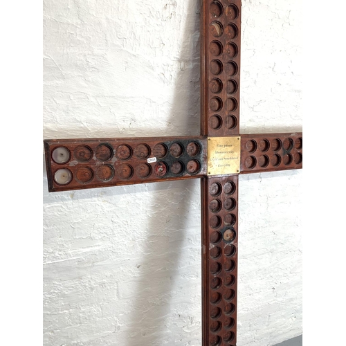 661A - A vintage stained pine church cross - approx. 177cm x 97cm