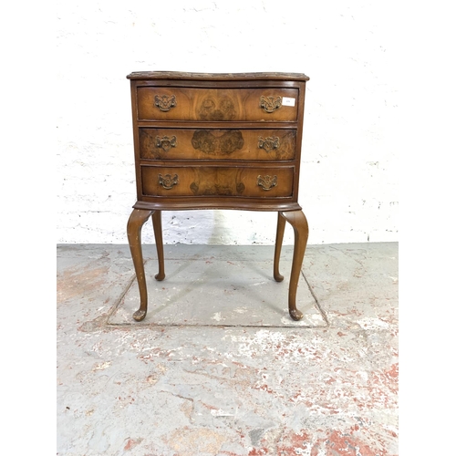 679 - A Georgian style Cameo Furniture walnut miniature chest of three drawers on cabriole supports - appr... 