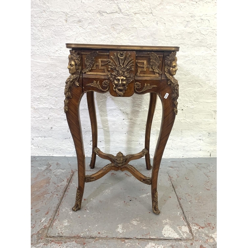 698 - A French Louis XV style inlaid walnut centre table with gilt metal relief - approx. 90cm high x 50.5... 