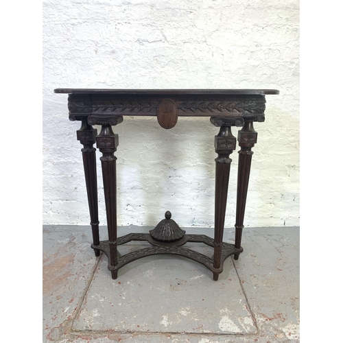 703 - A 19th century carved mahogany console table on fluted supports - approx. 89cm high x 95cm wide x 38... 