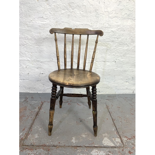 706 - Two Victorian style mahogany circular seated spindle back dining chairs