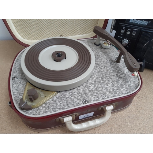 1014 - Two items, one vintage Fidelity HF12 four speed portable record player - made in England and one Ste... 