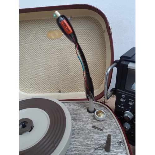 1014 - Two items, one vintage Fidelity HF12 four speed portable record player - made in England and one Ste... 