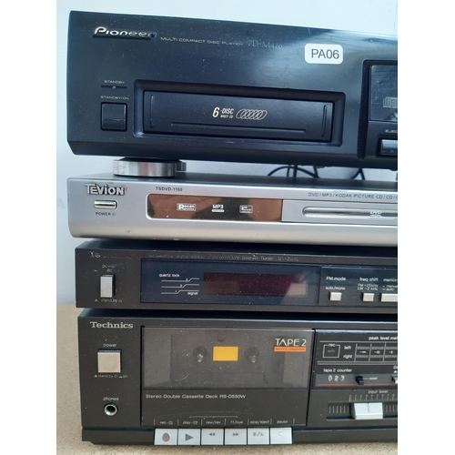 1019 - Four items, one Pioneer PD-M426 six disc CD player, one Tevion TSDVD-1100 DVD/CD player, one Technic... 