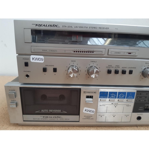 1020 - Two items of Realistic hi-fi, one SCT-80 stereo cassette deck and one STA-204L three band tuner