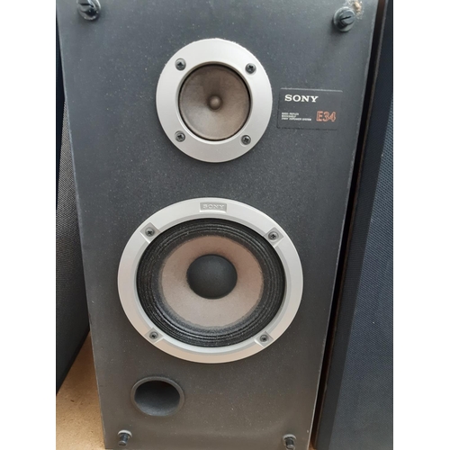 1024 - Six Sony items, one pair of SS-E34 two way bookshelf speakers - made in England, one PS-LX2 two spee... 