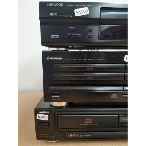 1027 - Three hi-fi separates CD players, one Kenwood DP-76, one Pioneer PD-Z560T twin and one Goodmans GCD6... 