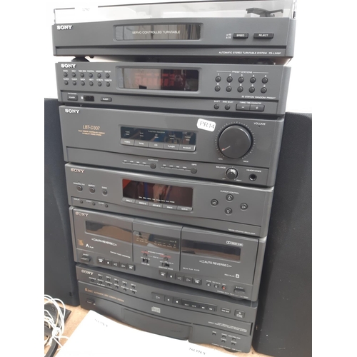 1030 - A Sony LBT-D307CD compact stereo hi-fi system comprising CDP-C322M five disc CD player - made in Jap... 