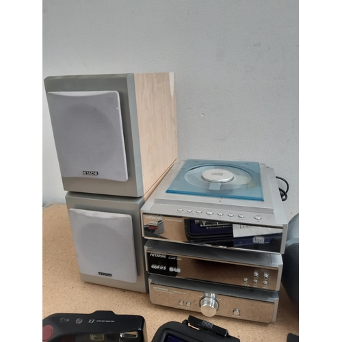 1033 - Four items, one Hitachi AX-M68D mini hi-fi comprising CD player, tuner, amplifier and a pair of spea... 