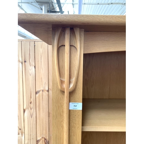 757 - A Bevan Funnell Reprodux oak bookcase in the manner of Charles Rennie Mackintosh - approx. 186cm hig... 