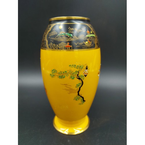 366 - A 1920s W & R Carlton Ware 2928 Yellow Temple vase - approx. 15.5cm high