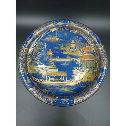 365 - A 1920s W & R Carlton Ware royal blue Mikado pattern float bowl decorated with oriental figures and ... 