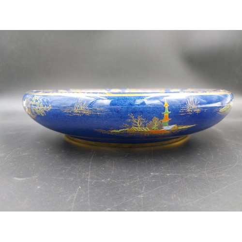 365 - A 1920s W & R Carlton Ware royal blue Mikado pattern float bowl decorated with oriental figures and ... 