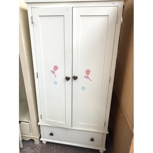 771 - Five pieces of modern painted furniture comprising cream painted double wardrobe, white painted doub... 