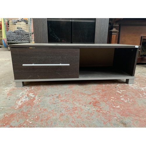 774 - Two pieces of modern walnut effect furniture, one TV stand and one display cabinet