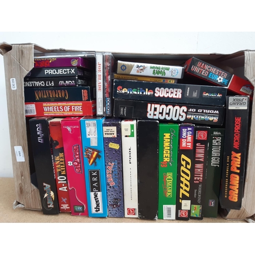 1063 - A box containing approx. twenty five boxed Commodore Amiga games to include Project X, Globdule, Ass... 