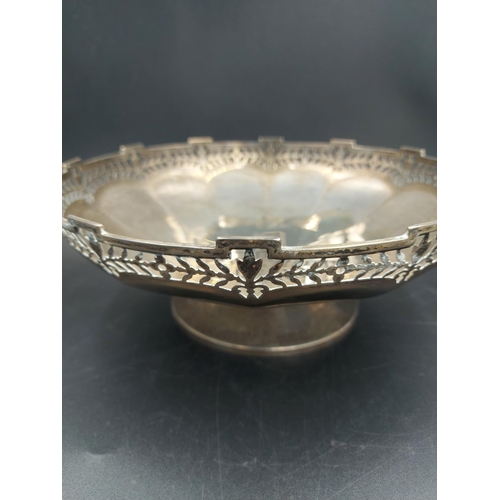 247 - A hallmarked Birmingham silver pedestal bowl by William Greenwood & Sons with pierced border, dated ... 