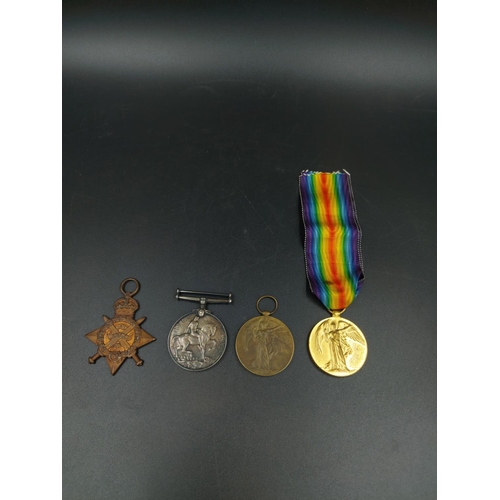 325 - Four WWI medals, one 1914 star awarded to PTE J. Dunne of the Royal Army Medical Corps, one 1914-191... 