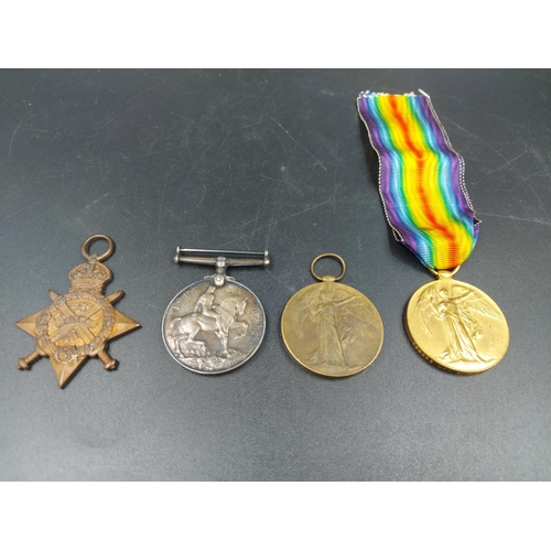 325 - Four WWI medals, one 1914 star awarded to PTE J. Dunne of the Royal Army Medical Corps, one 1914-191... 