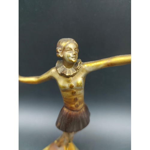 362 - An Art Deco Austrian Joseph Lorenzl gilt bronze sculpture modelled as a female dancer on onyx base -... 