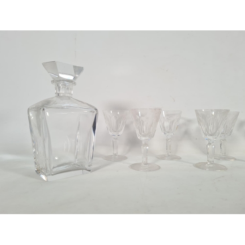 412 - Eight Waterford Crystal 11.5cm sherry glasses and one Orrefors Swedish Crystal decanter engraved 'Or... 