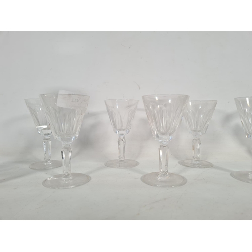 412 - Eight Waterford Crystal 11.5cm sherry glasses and one Orrefors Swedish Crystal decanter engraved 'Or... 