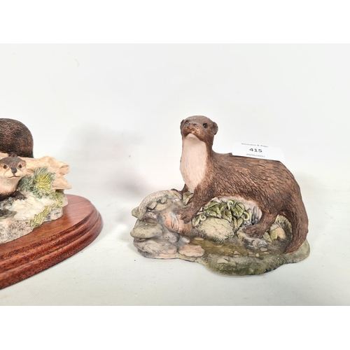 415 - Two otter figurines, one Border Fine Arts limited edition 629/2000 'Late Thaw' and one Soli Deo Orkn... 