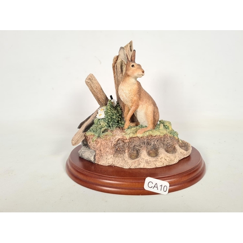 416 - Two Border Fine Arts figurines, one B0223 'Rabbit Family' and one A0004 'The Runner'