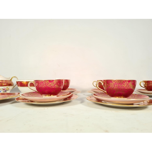 431 - A twenty one piece Minton 'Brocade' tea set comprising six teacups, six saucers, one sugar bowl, one... 