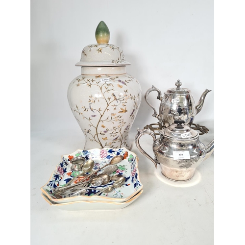 439 - A collection of various items to include a pair of Spode Italian design candle sticks, James Alban S... 