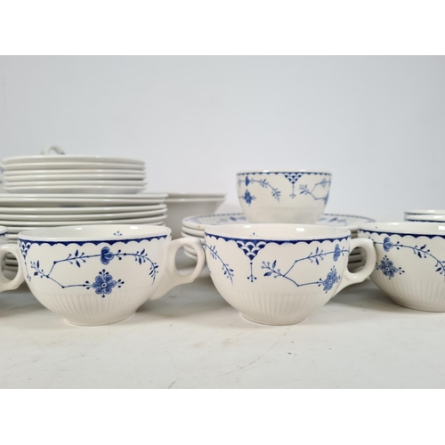 461 - Forty nine pieces of Furnivals Denmark blue pattern china comprising six teacups, gravy boat & stand... 