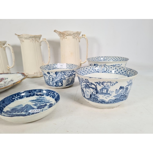 463 - A collection of various late 19th/early 20th century china to include three 1920s Adams Tokio bowls,... 