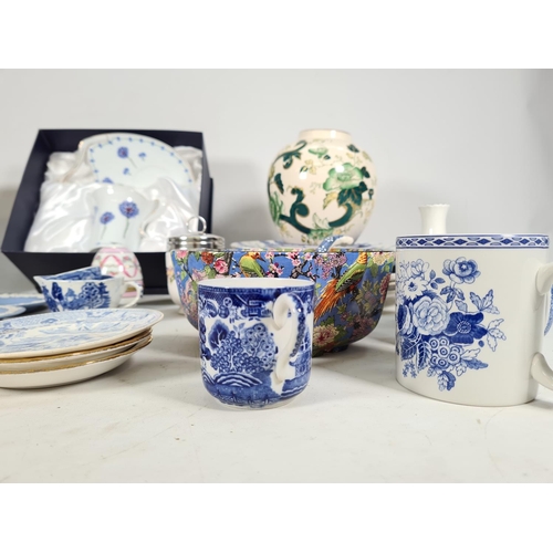 466 - A collection of various china to include Mason's Chartreuse vase, five pieces of Wedgwood blue Jaspe... 