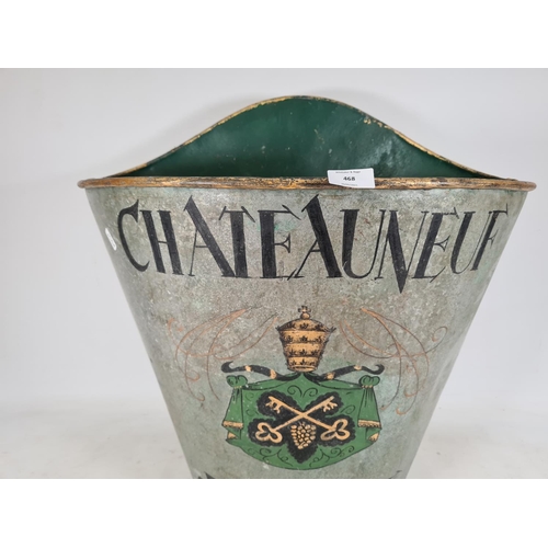 468 - A 19th century French tole grape hod with Châteauneuf-du-Pape decoration - approx. 62cm high x 59cm ... 