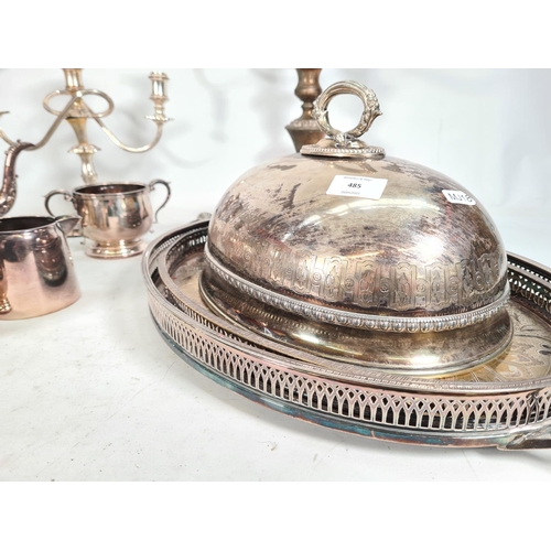 485 - A collection of various metalware to include one James Dixon & Sons EPNS lid, two English made silve... 