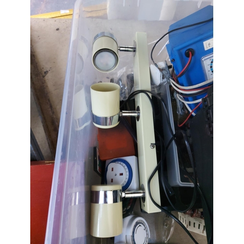 1252 - A box containing Bradex Sigma 6 6/12V battery charger, Marples 6552 ½ and ¾ tap spanner, Record mini... 