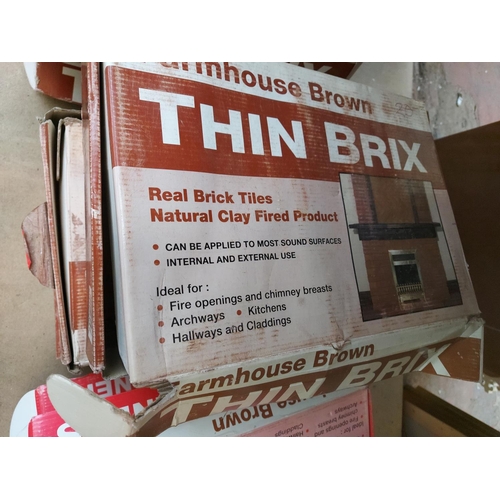 1256 - Ten boxes of Wickes Thin Brix farmhouse red and farmhouse brown facing bricks