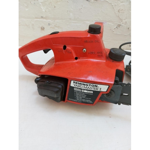 1276 - Two items, one orange Remington Yardmaster 1 petrol chainsaw with 12