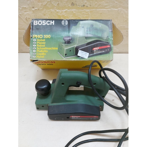 1309 - Various Bosch products, boxed PHO100 planer, PSS23 flatbed sander, unboxed PHG500-2 hot air gun etc.