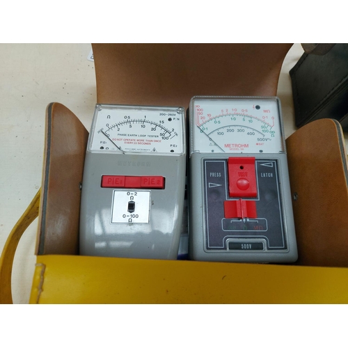 1313 - Three Metrohm electrical testers, one Faze/earth link tester, Ohms and Model 9A