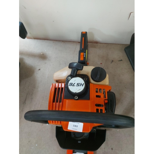 1363 - An orange and cream Stihl HS76 petrol hedge trimmer with 30