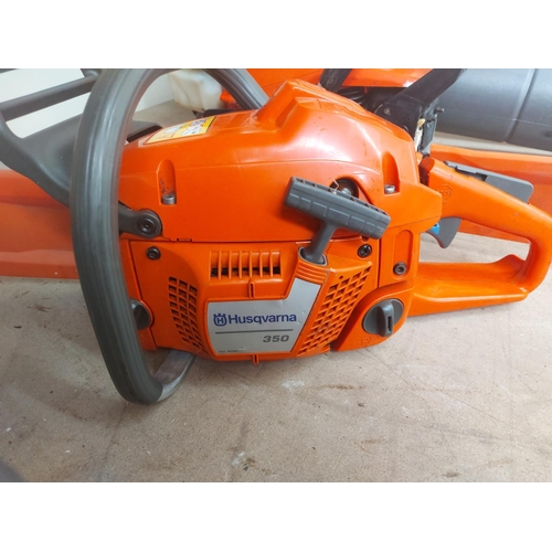 1368 - An orange and grey Husqvarna 350 petrol chainsaw with 17