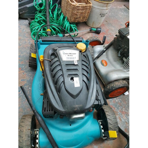 1385 - Two petrol lawnmowers for spares and repair, one black and silver Flymo Quicksilver 46S with Briggs ... 