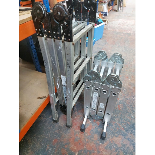 1420 - Two multipurpose aluminium work ladders, one work zone and one other