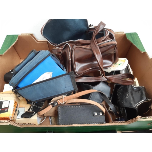 1188 - A box containing cameras and photography equipment to include boxed Fujifilm Finepix J37 12.2mp digi... 