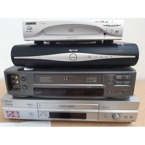 1056 - Four items of AV equipment, one Akai VS-G878 VCR, one Sky Plus HD box with remote, one Matsui DVD225... 