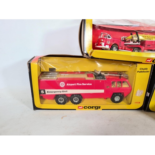 538 - Five boxed Corgi fire service die cast vehicles, one American La France rescue truck model no.1143, ... 